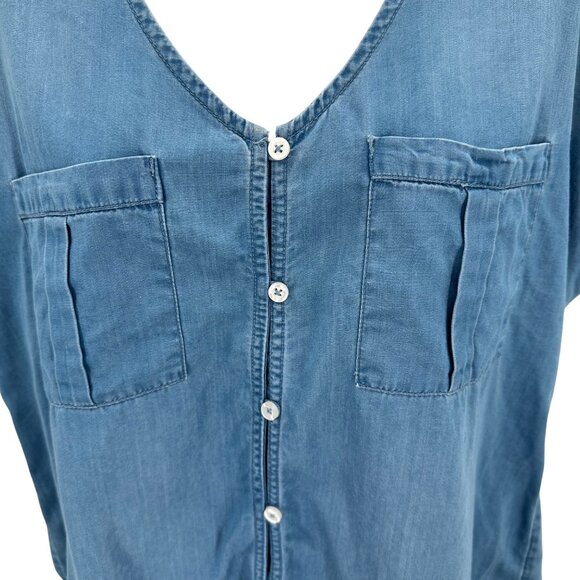 Maurices Womens Lyocell Blend Blue Button-Down V-Neck Top Size M - Picture 4 of 8